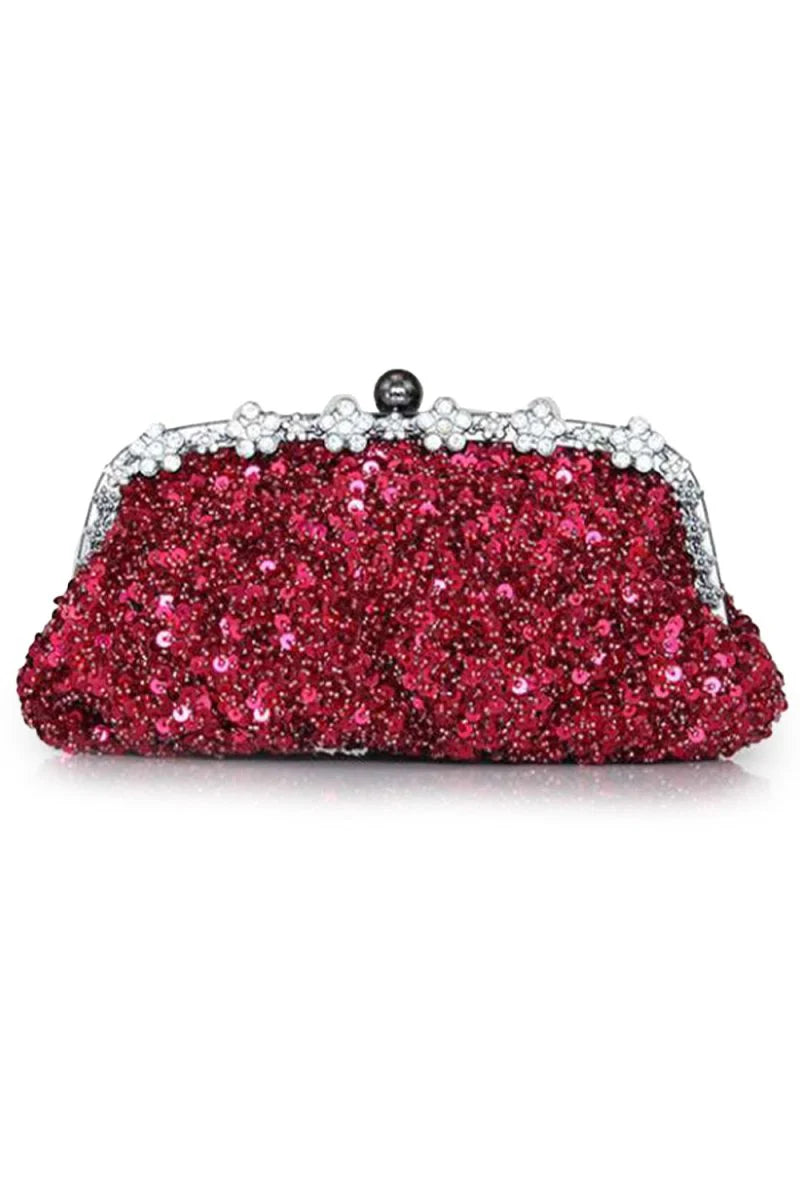 Sequin With Crystal Rhinestone Chain Shoulder Bags