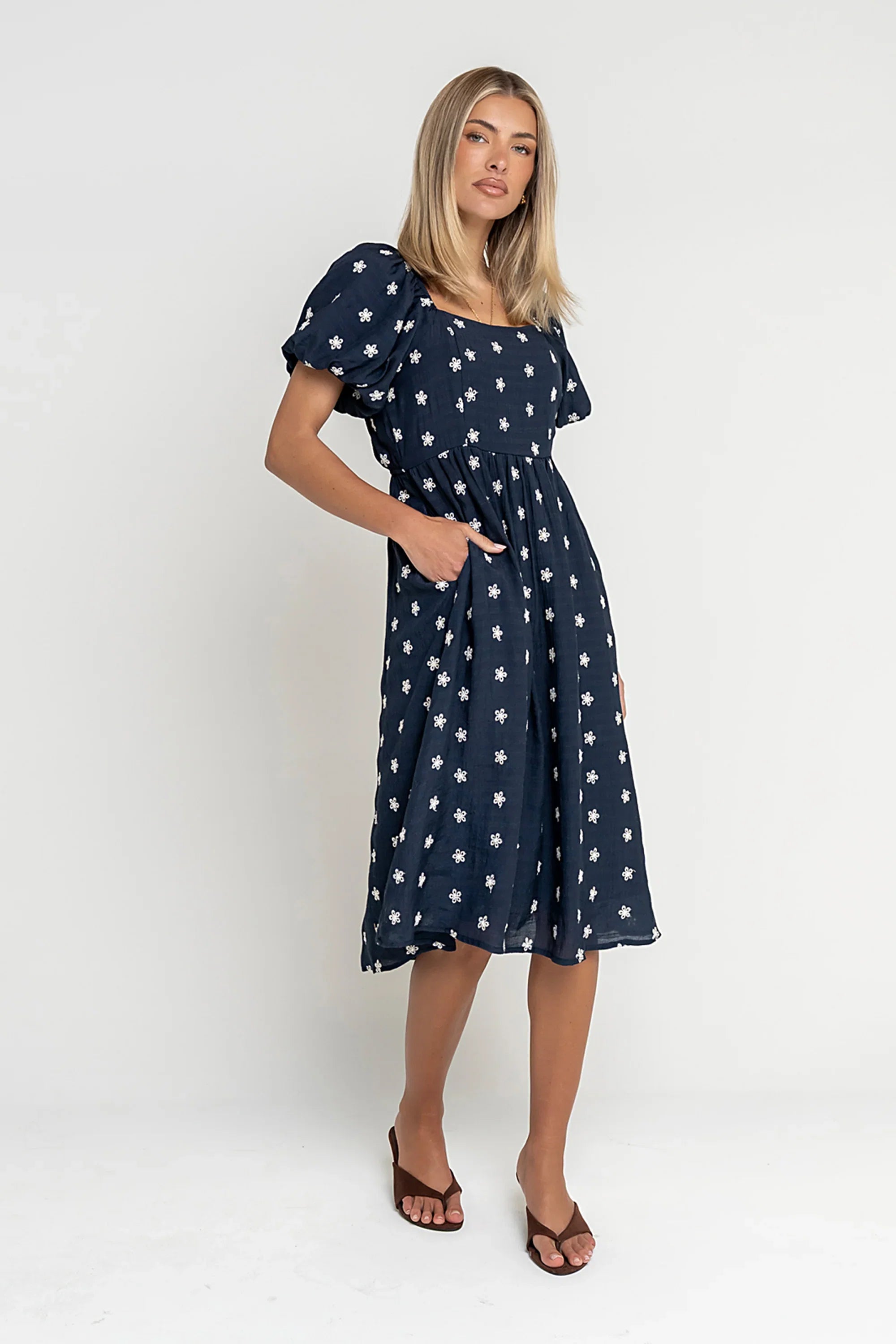 Tara Embroidered Midi Dress