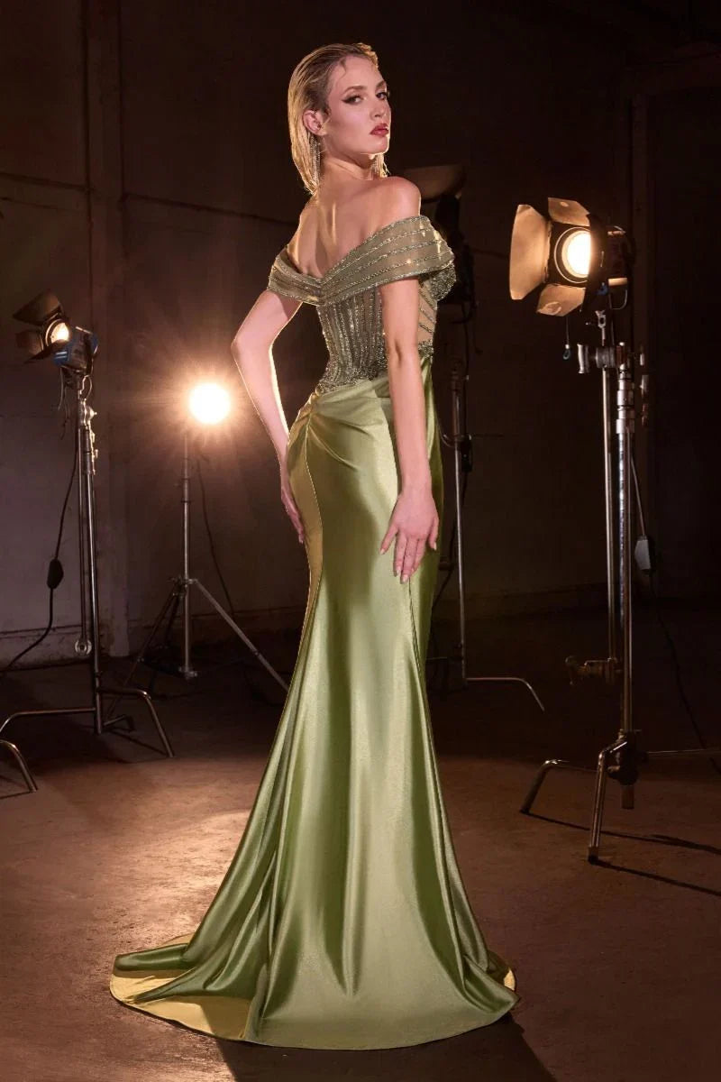 Channing Gown Fitted Dress with Crystal Bodice