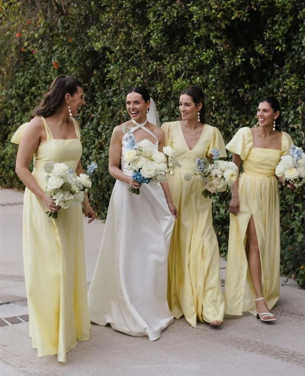 Chic A Line Daffodi Long Bridesmaid Dresses