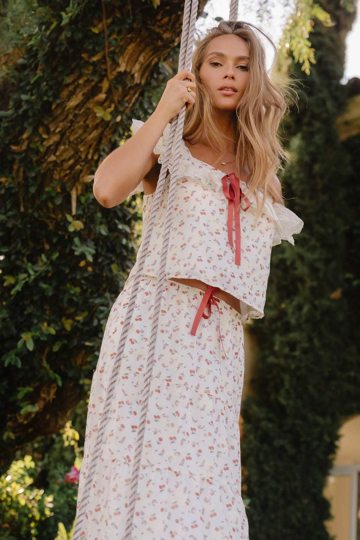 Simon Embroidered Top in Red