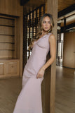 Hailey Lace Trim Maxi Dress in Pink