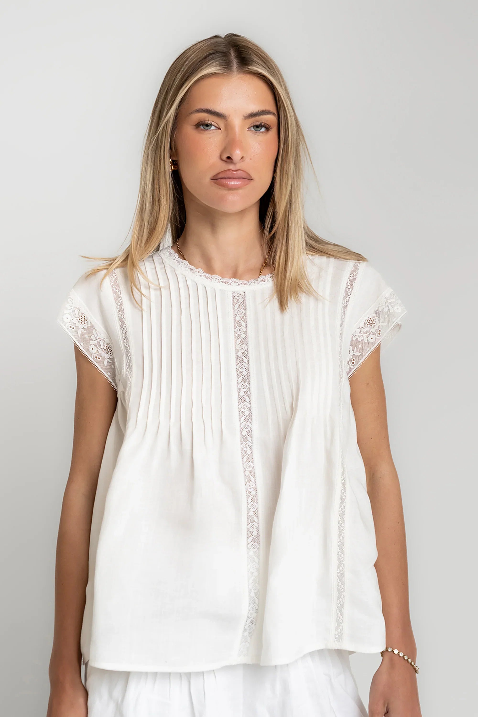 Cambree Pleated Blouse in White