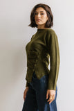 Jerzey Asymmetrical Sweater in Olive FINAL SALE