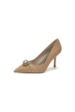 Glitter Pointed Toe Slip on Wedding Shoes With Rhinestone