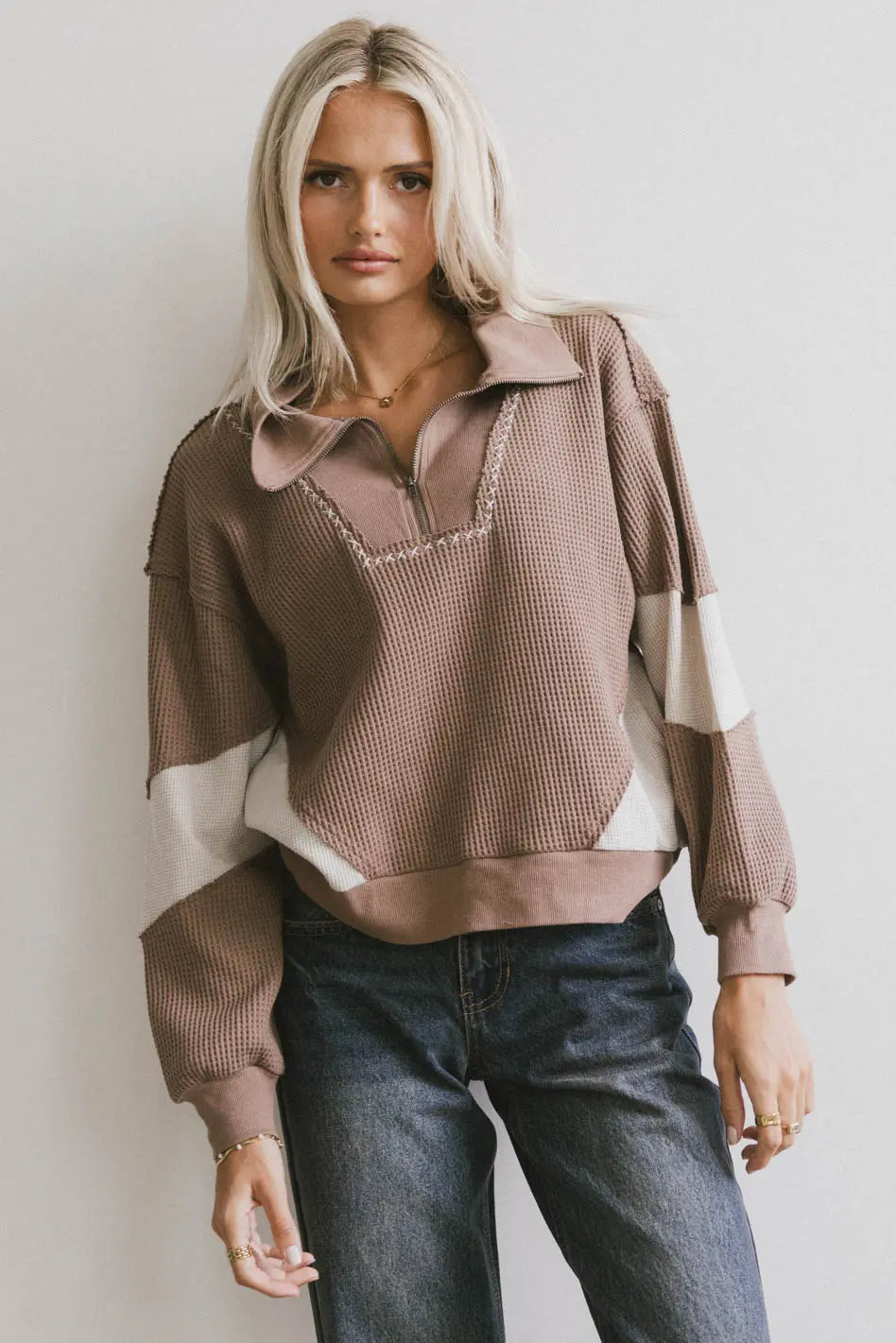 Harbor Knit Quarter Zip in Brown FINAL SALE