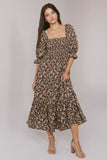 Kiran Floral Midi Dress in Brown FINAL SALE