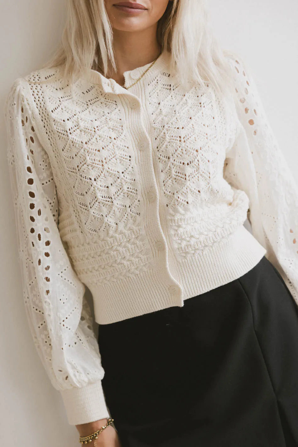 Tamsin Knit Cardigan in Cream FINAL SALE