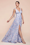 EDEN GOWN BLUE TIE STRAP A LINE FLORAL PRINTED SKIRT