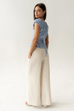 Briana Button Up Top in Blue