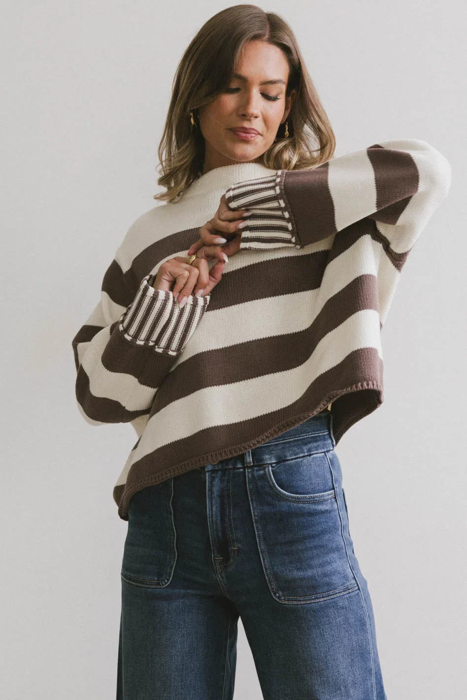 Helena Striped Sweater in Brown FINAL SALE