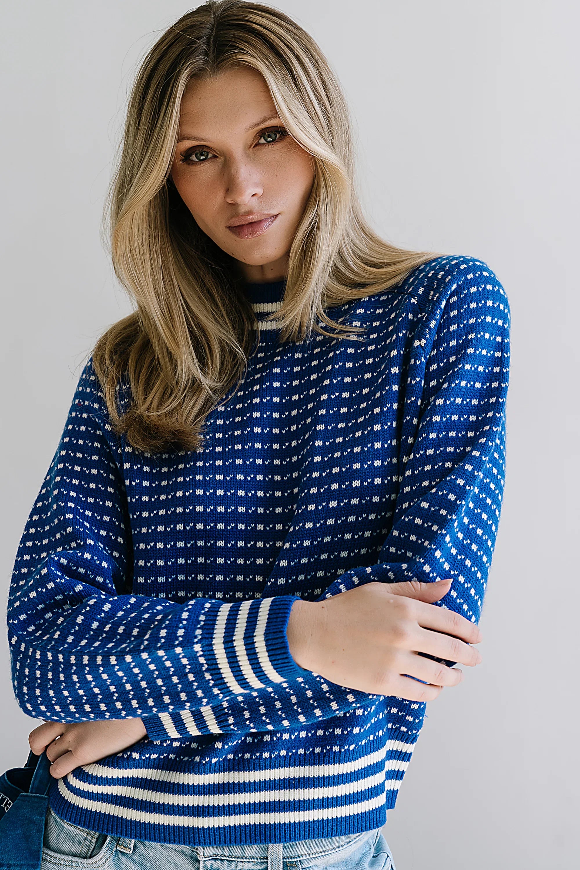 Monroe Knit Sweater in Blue FINAL SALE