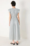 WHISPER STRIPE EMPIRE WAIST MIDI DRESS