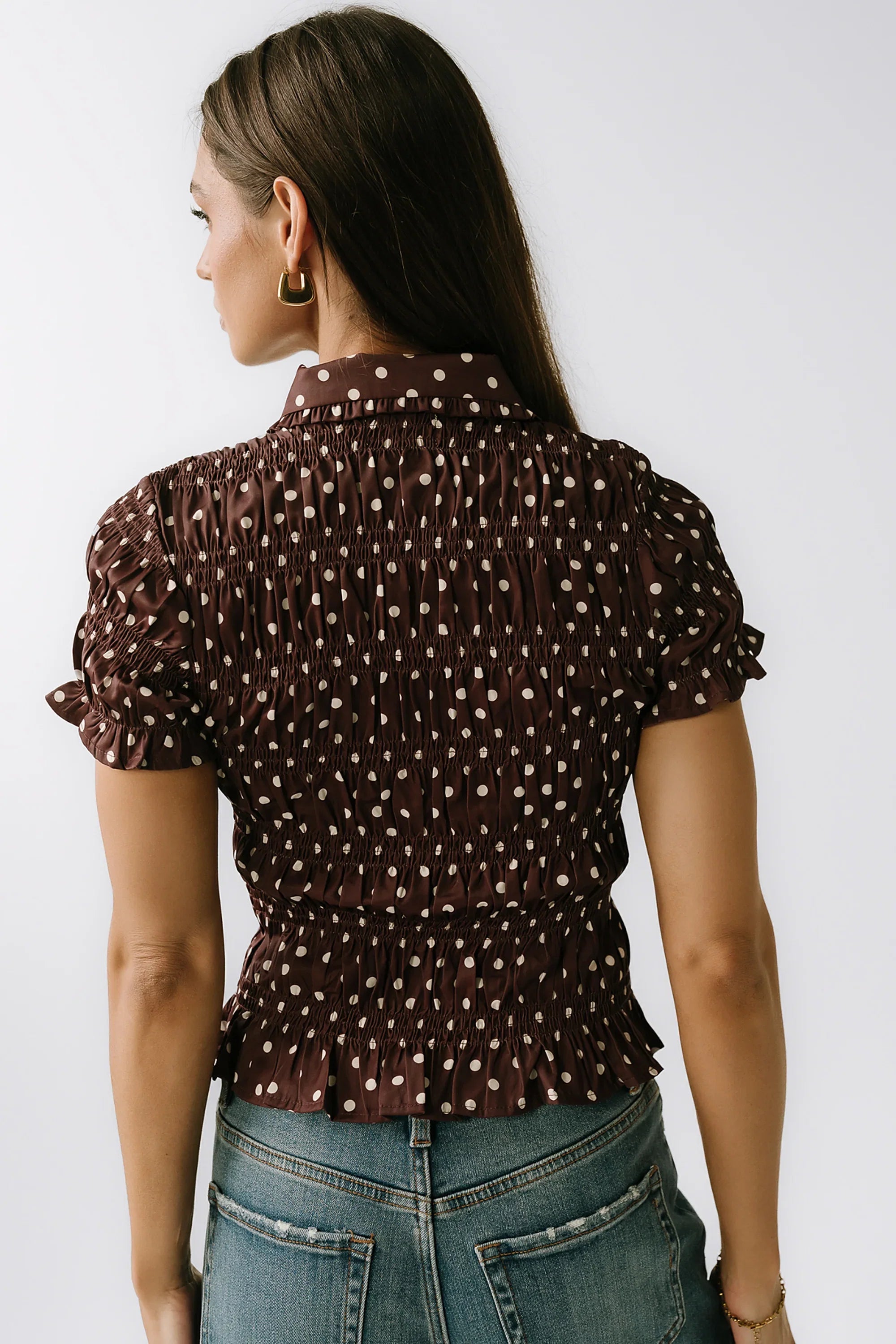 Kreyton Polka Dot Blouse in Dark Brown
