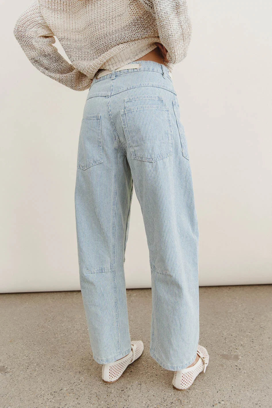 Jocelyn Barrel Jeans in Denim Stripe FINAL SALE