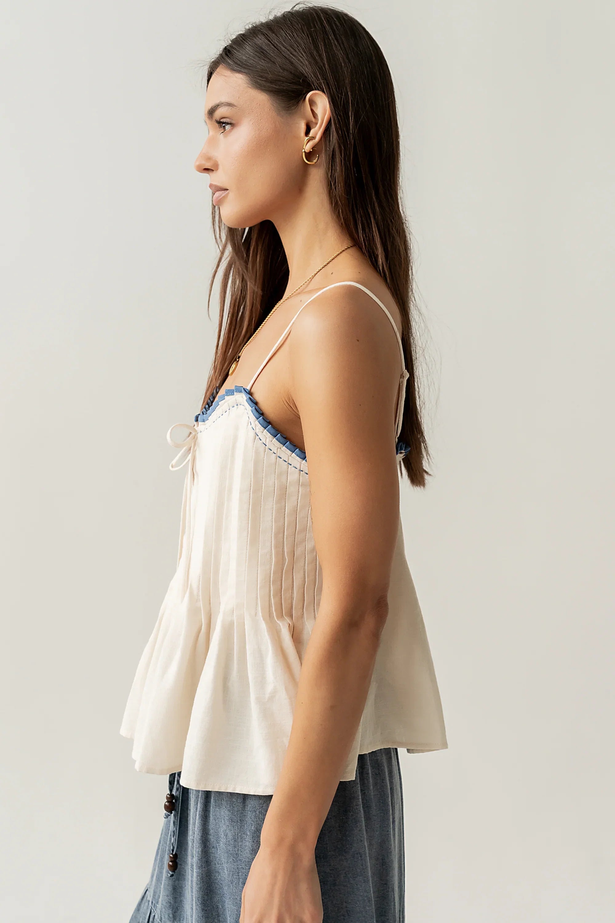 Mckell Peplum Tank Top in Natural