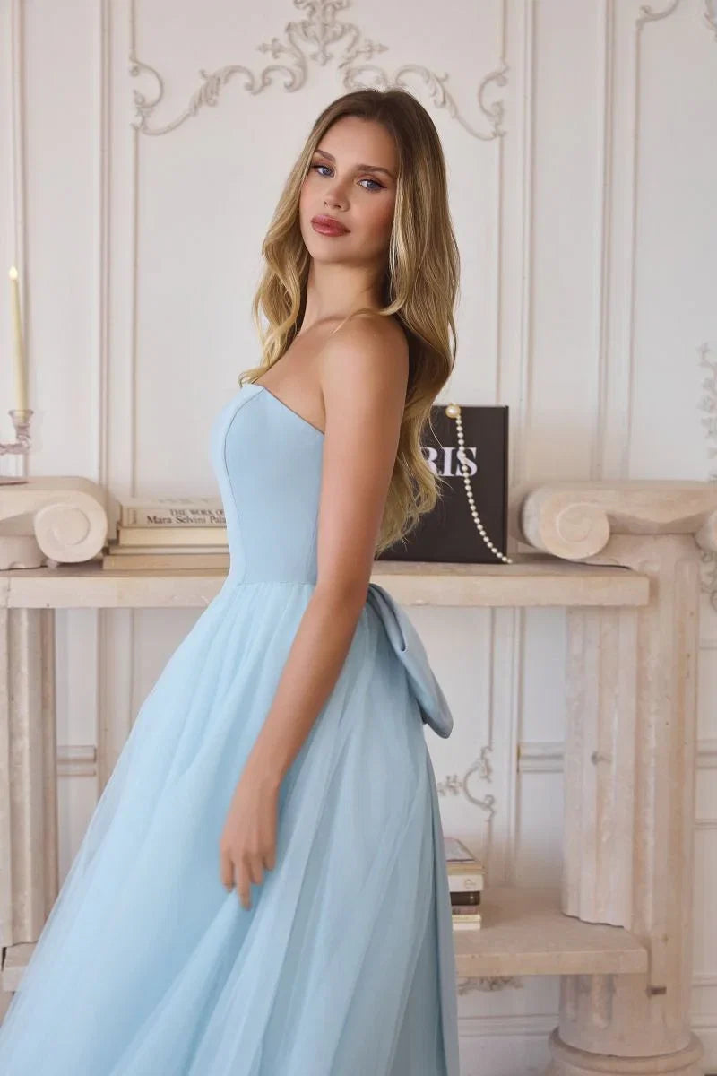 OPHELIA GOWN STRAPLESS A LINE DRESS WITH BOW