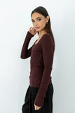 Andrea Knit Top in Burgundy