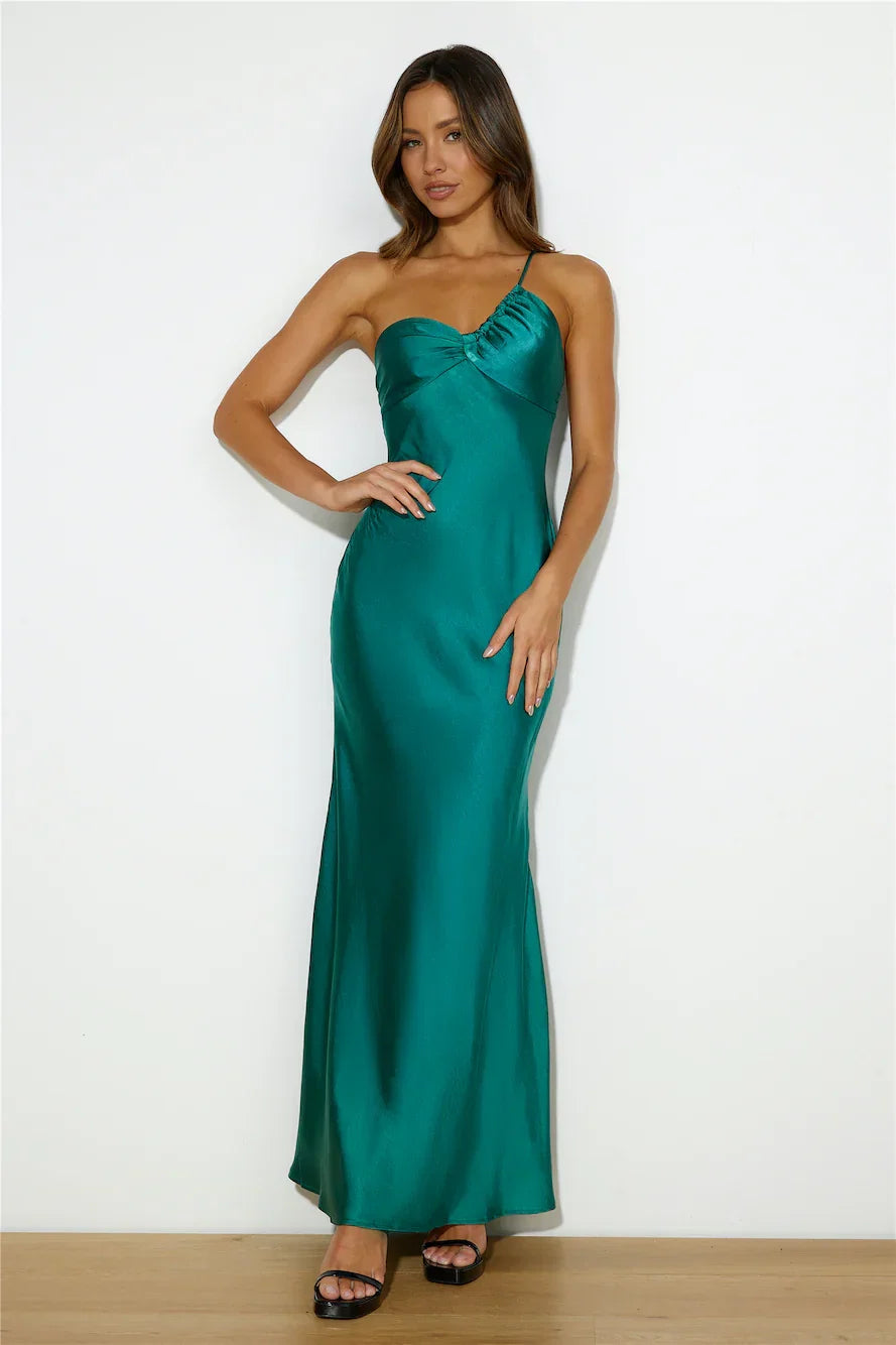 Jessica Satin Maxi Dress Forest Green