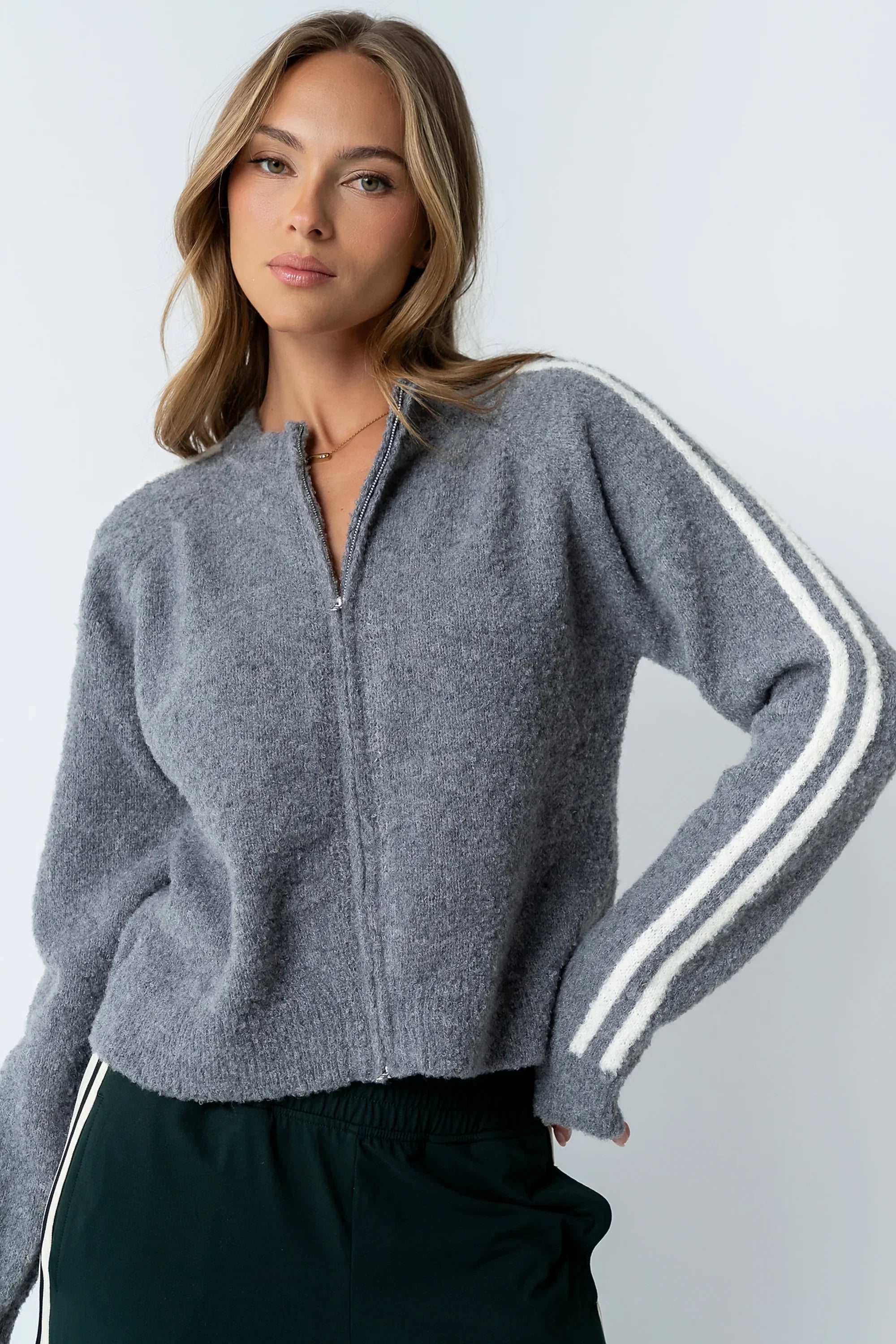 Joshua Striped Jacket in Heather Grey