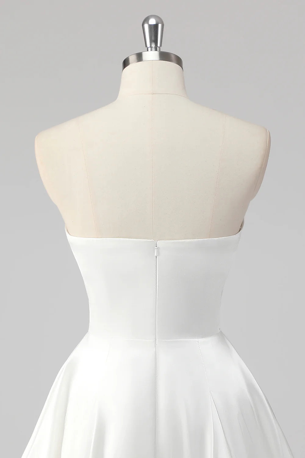 Simple A Line Strapless Satin Little White Graduation Dress