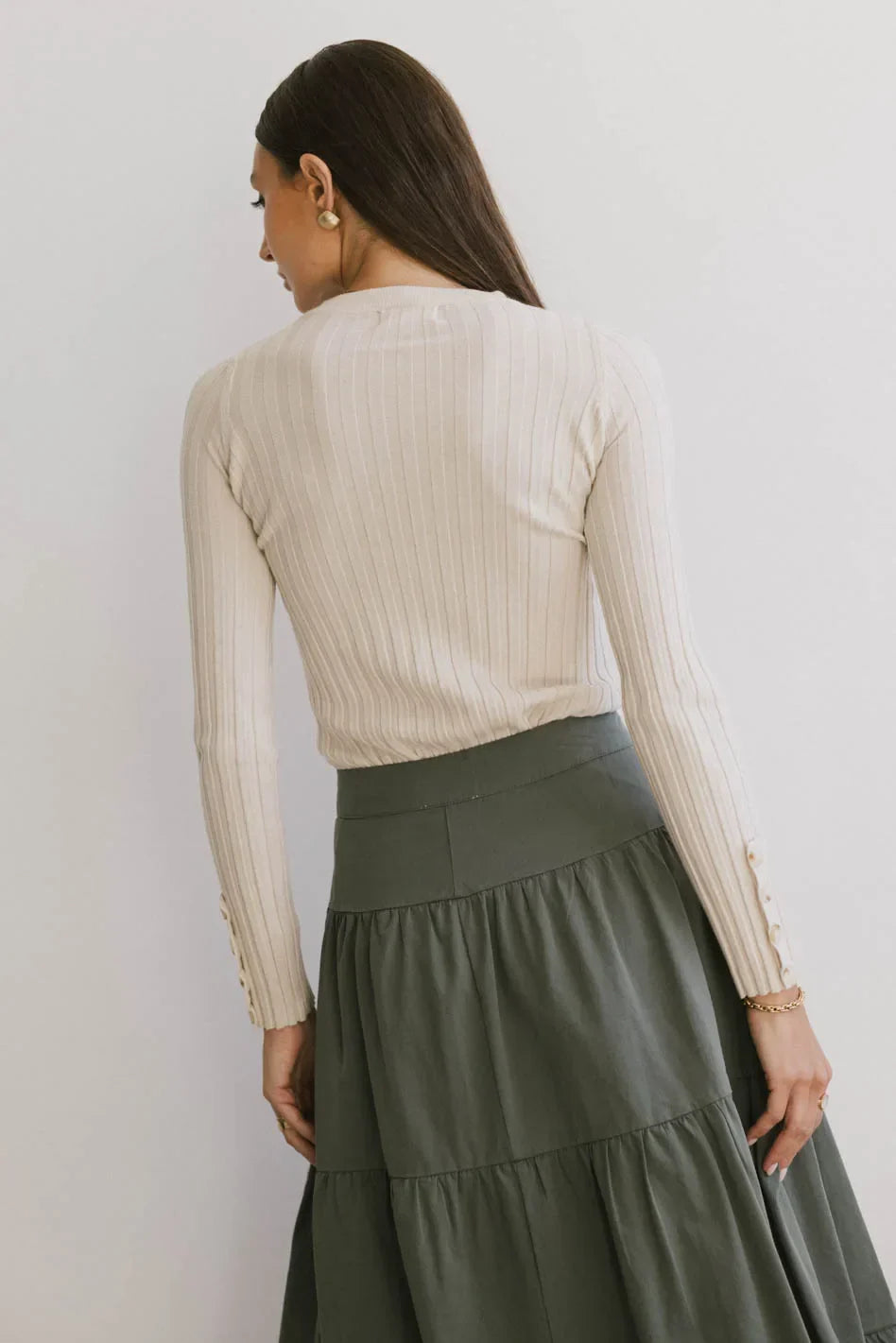 Lonnie Button Sleeve Sweater in Oatmeal FINAL SALE
