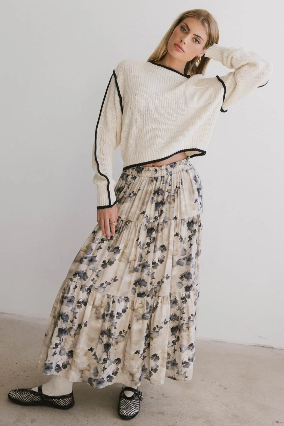 Maxine Floral Skirt in Blue FINAL SALE