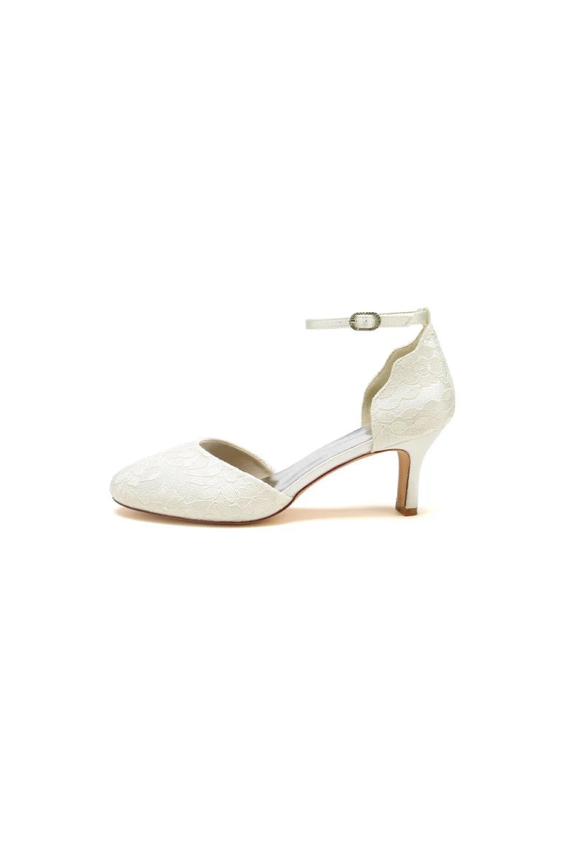 Elegant White Lace High Heels with Hollow out Design