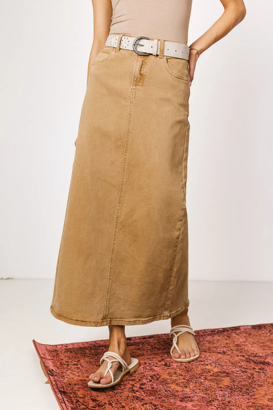 Harley Denim Midi Skirt in Mocha FINAL SALE