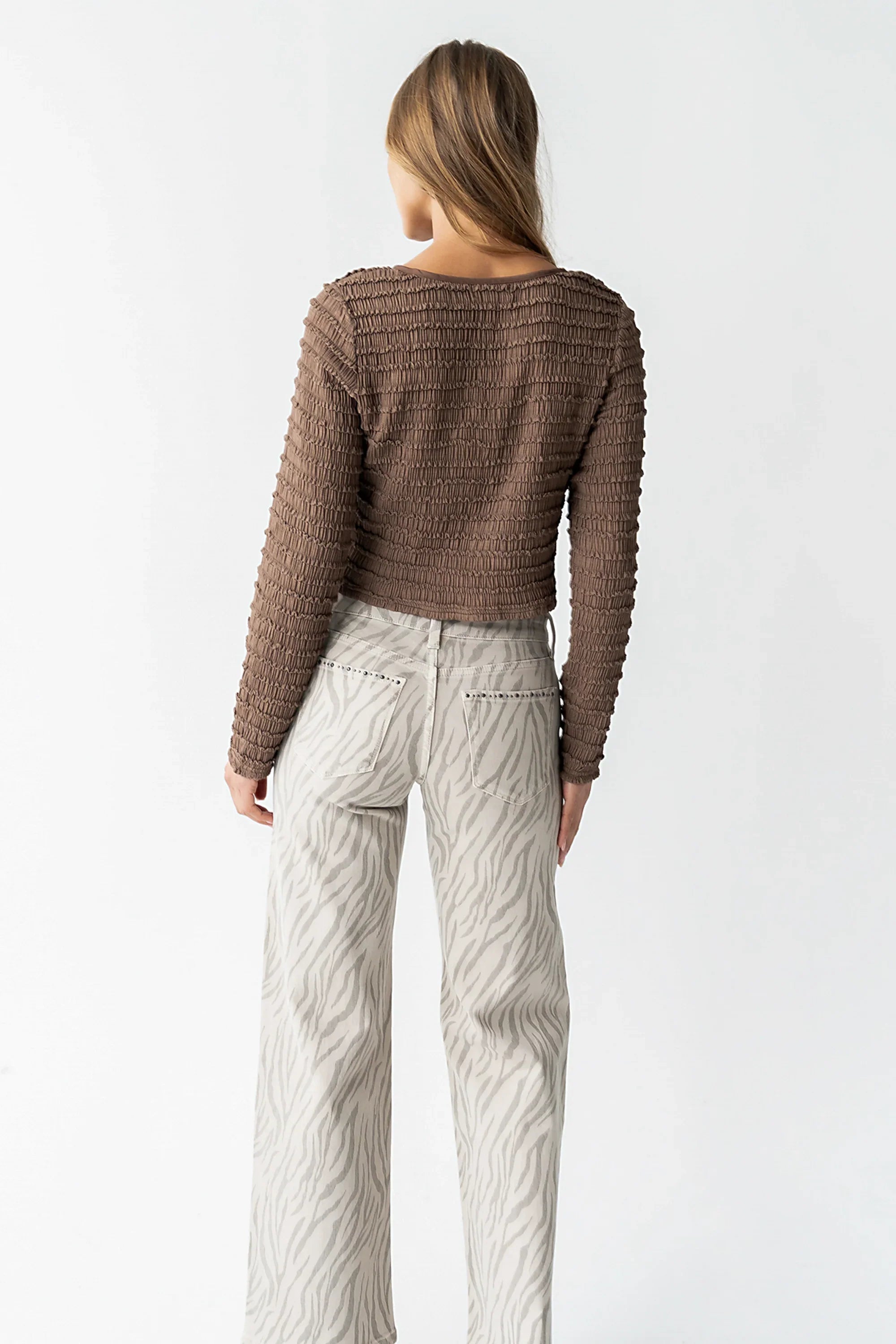 Jordy Textured Top in Brown FINAL SALE