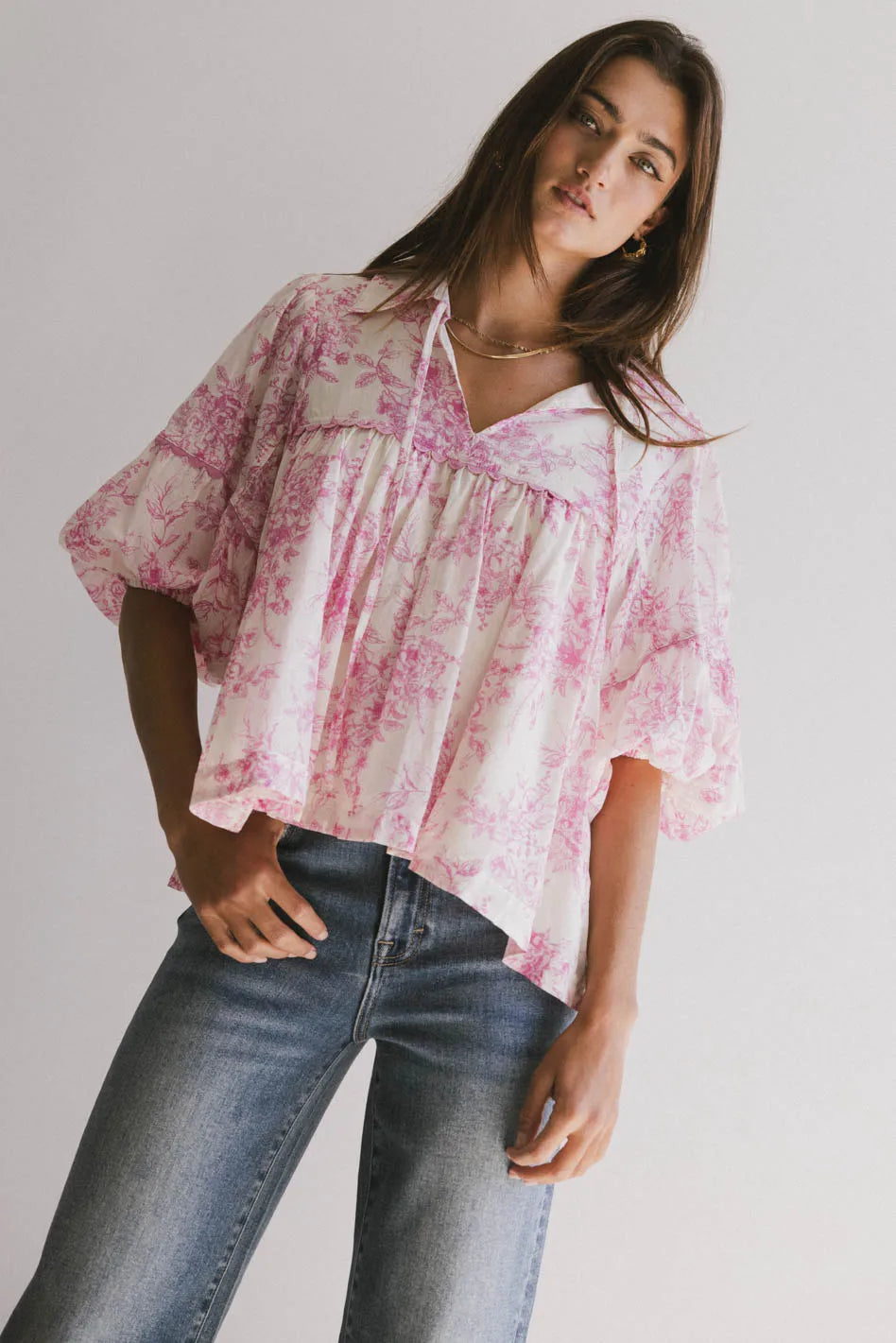 Madison Floral Blouse in Pink FINAL SALE