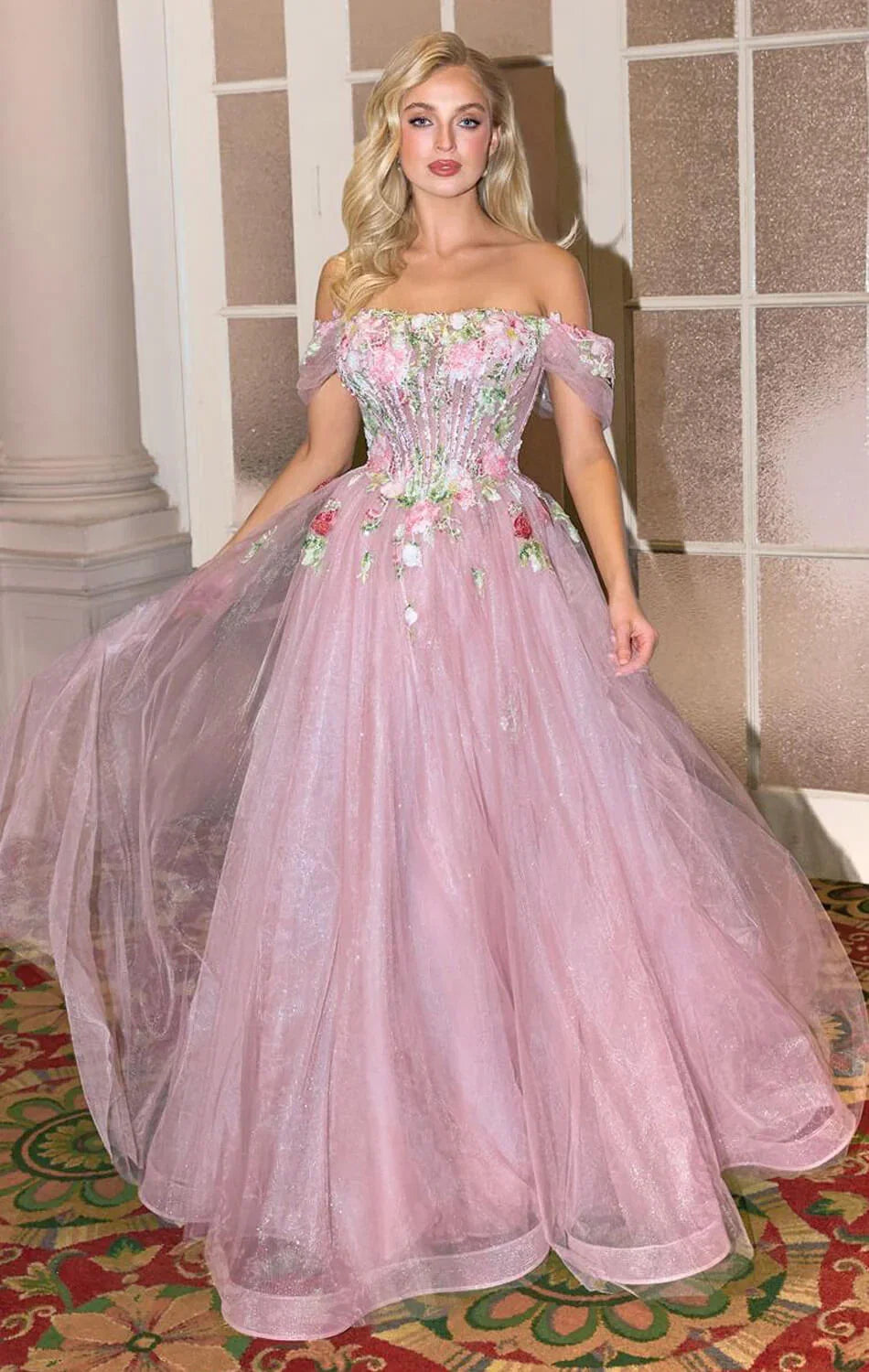 A1479 Blooming Beaded Ball Gown Andrea Leo