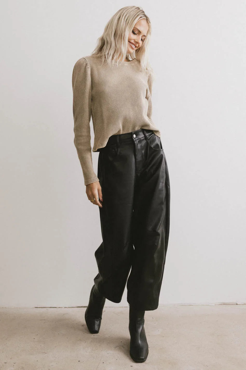 Kelcey Waffle Knit Top in Olive FINAL SALE