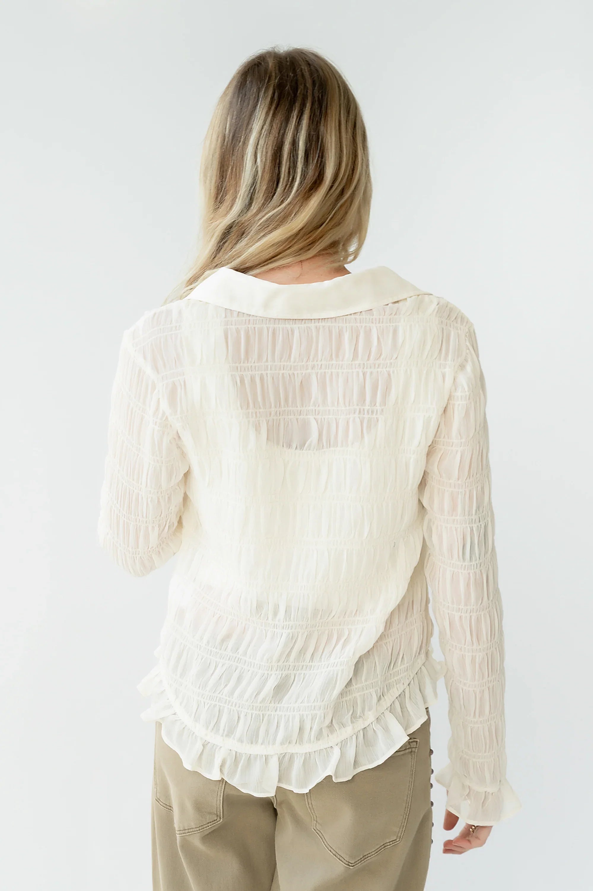 Nicola Sheer Blouse in Cream FINAL SALE