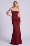 Burgundy Strapless Mermaid Formal Dress