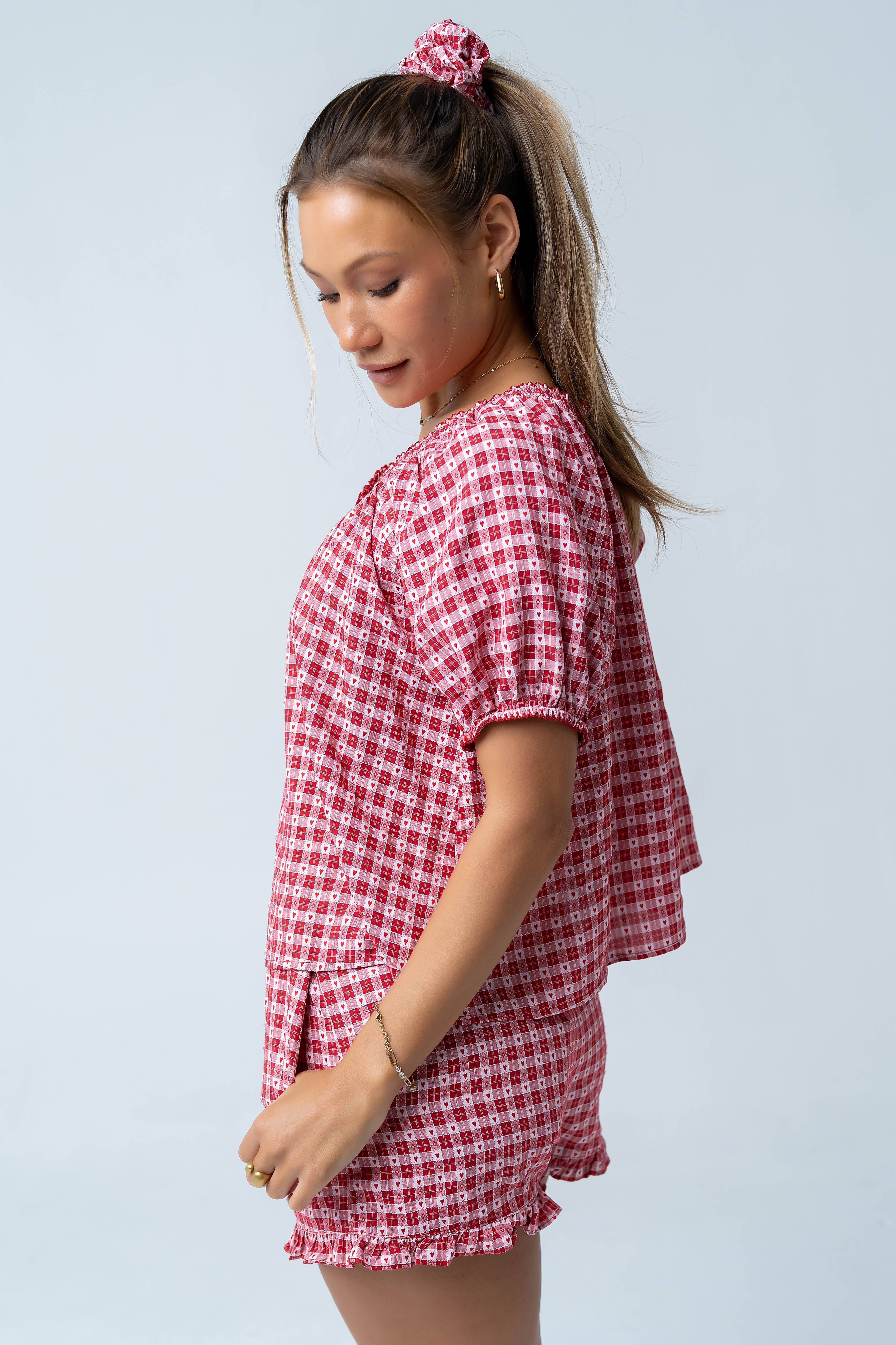 Ambree Gingham Button Up Top