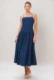 REFINED FLOW NAVY MIDI DRESS