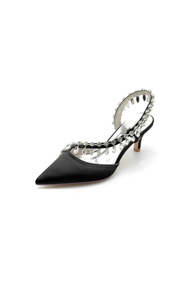 Rhinestone Beaded Pointed Toe High Heels