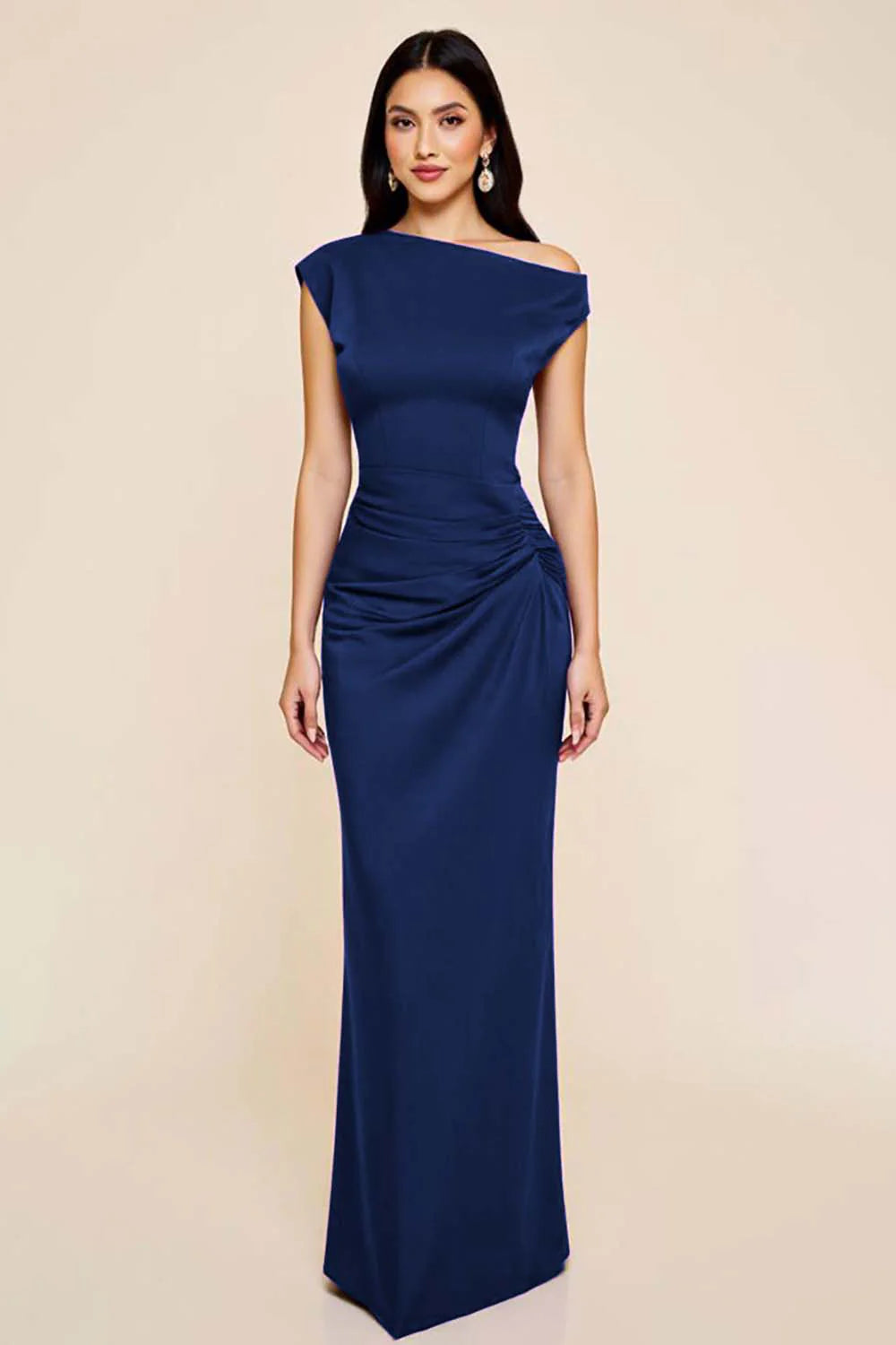 Ruched Off The Shoulder Black Mermaid Formal Dress