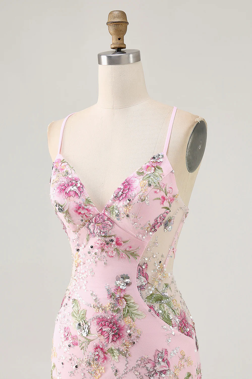 Peacock Floral Tight Spaghetti Straps Short Homecoming Dress with Sequins