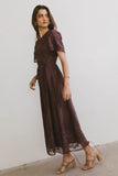 Alora Embroidered Dress in Maroon FINAL SALE