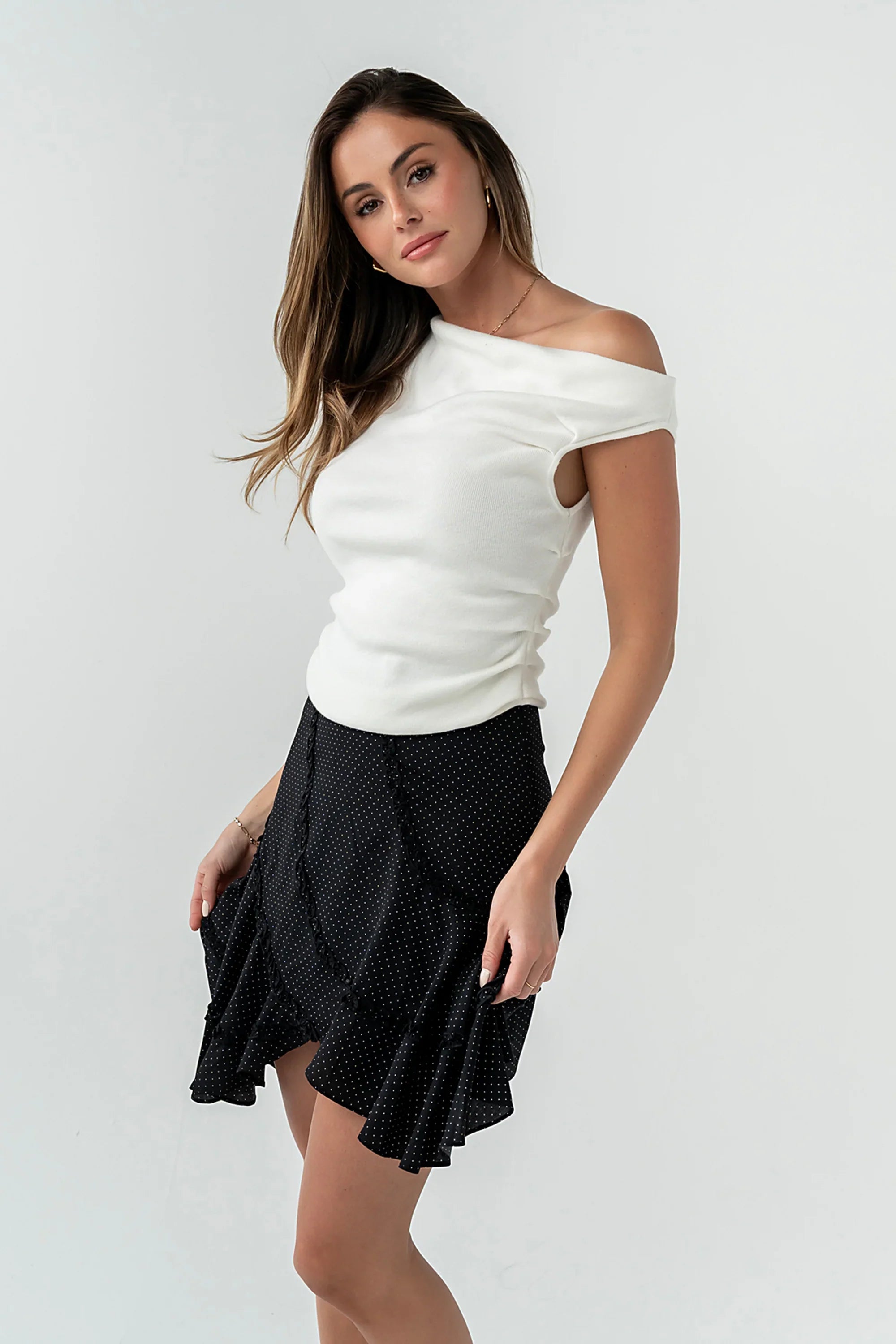Susanna Asymmetrical Top in White