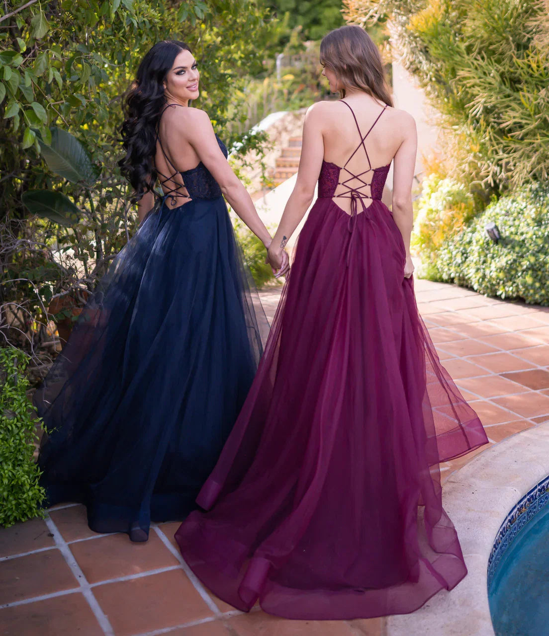 Dani Gown Navy Lace Tulle A line Dress