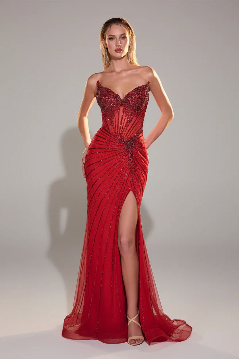 MACKENZIE GOWN FITTED STRAPLESS DRESS