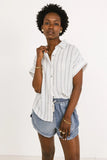 Topanga Striped Button Up in White FINAL SALE