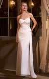 MERCEDES GOWN OFF WHITE STRAPLESS DRAPED FITTED GOWN