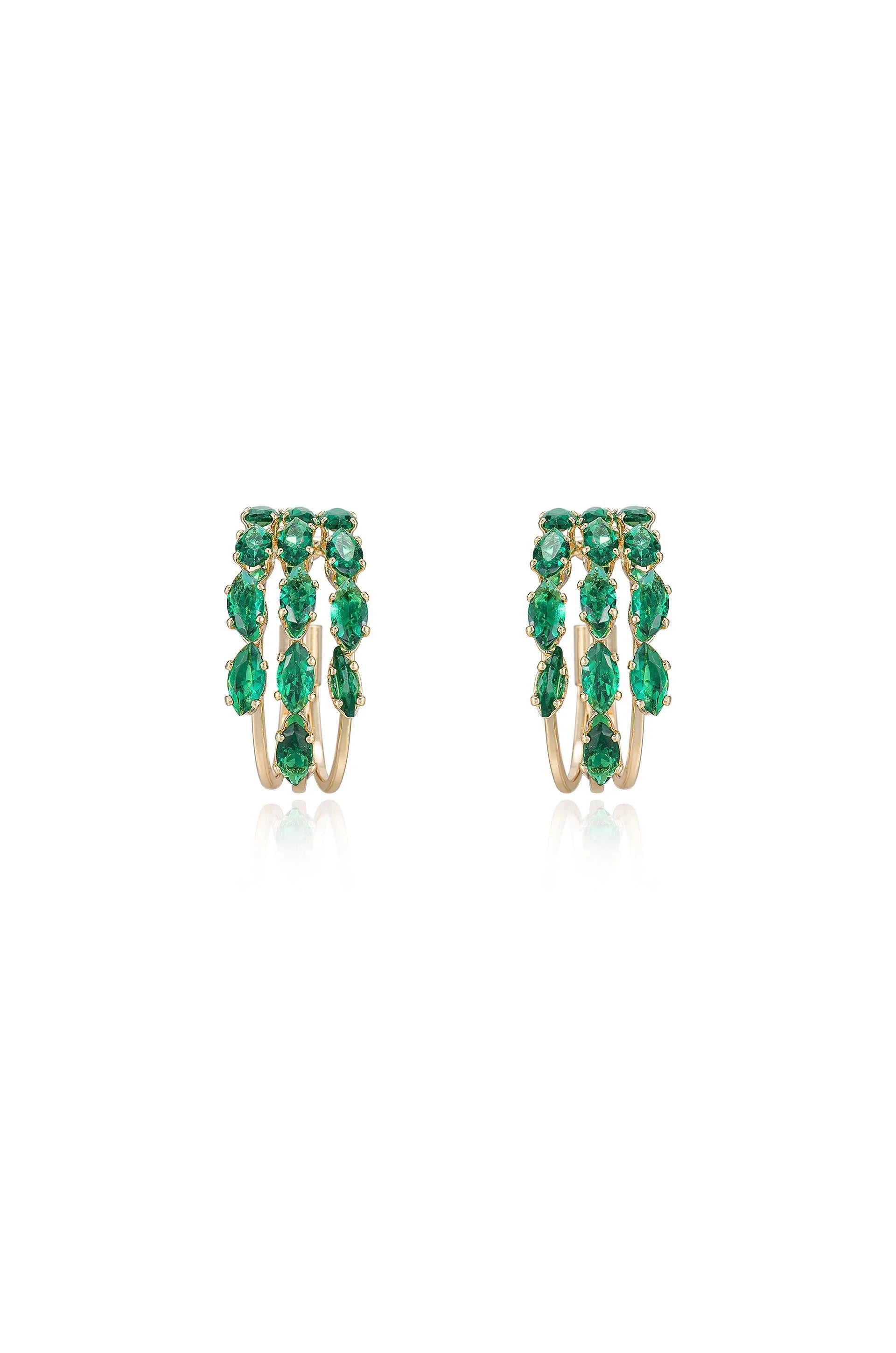 Multi Crystal Huggie Hoop Earrings