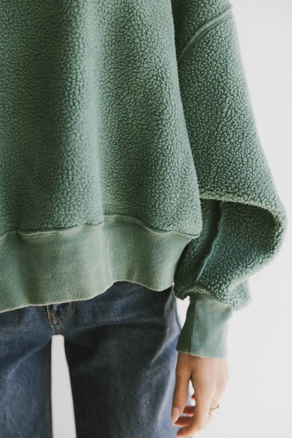 Reversible Sherpa Sweatshirt in Green FINAL SALE