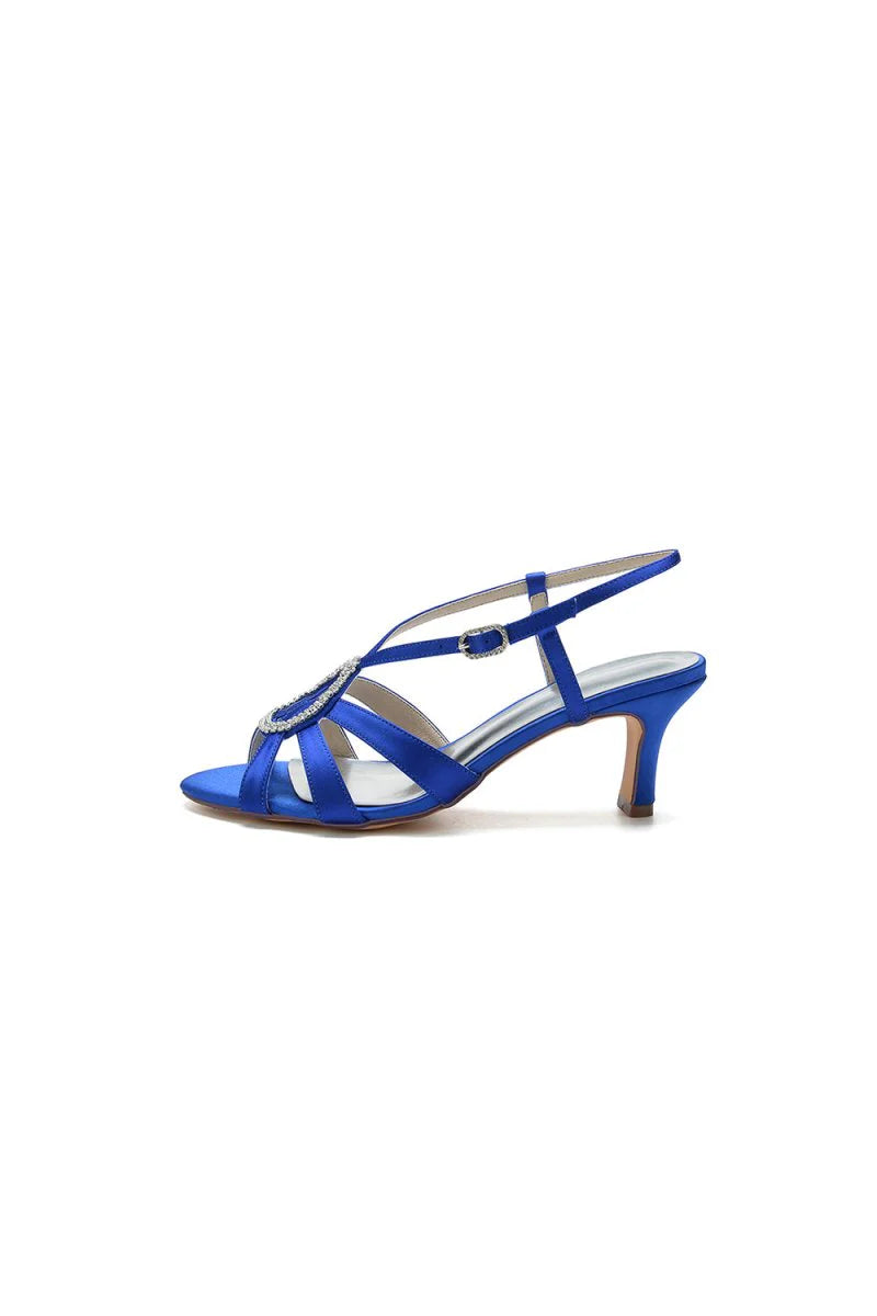 Chic Blue Silk Sandals Featuring Decorative Metal Ring