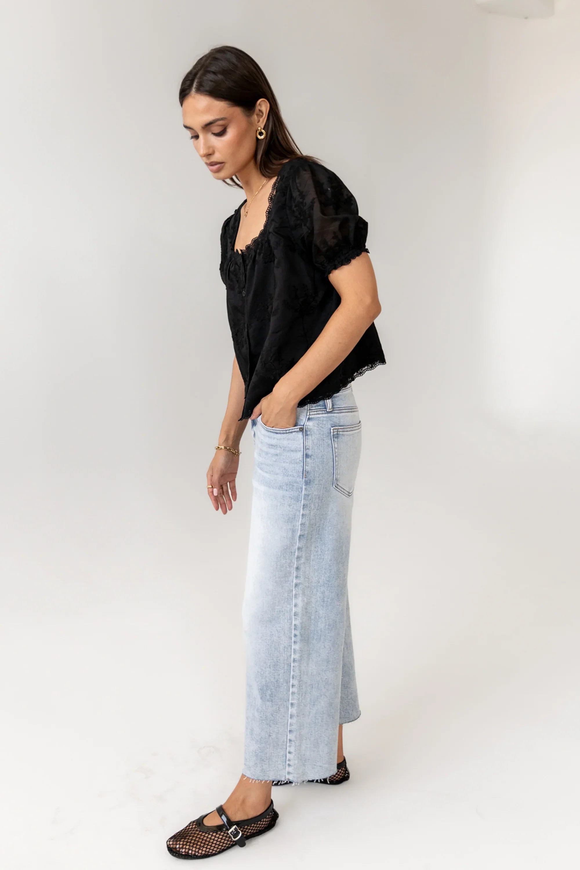 Hadley Embroidered Blouse in Black FINAL SALE
